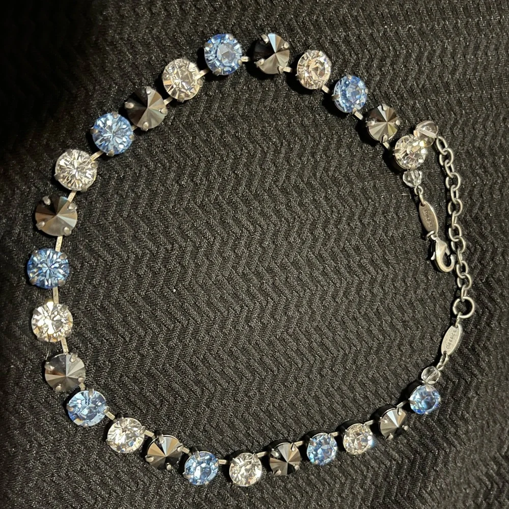 SABIKA CLASSICS CHOKER. CLEAR, BLUE AND BLACK SWAROVSKI CRYSTALS NEW! - Picture 1 of 7